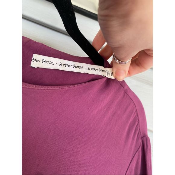 & Other Stories Purple Pink Dress, Viscose Shift Patch Pockets, Size 12, MP $199 - Picture 2 of 7